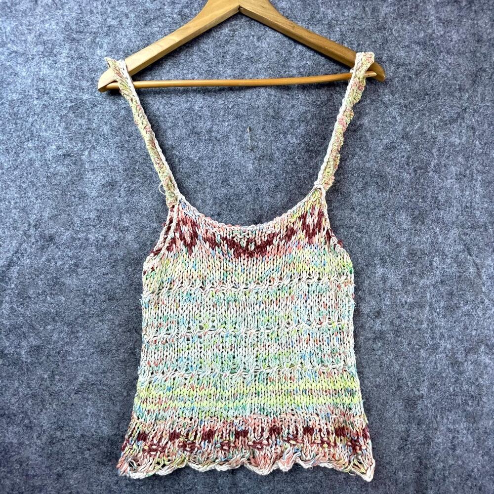 Free People Palmetto Tank Top‎ Womens Small Colorful Knit Crochet Candied Dream